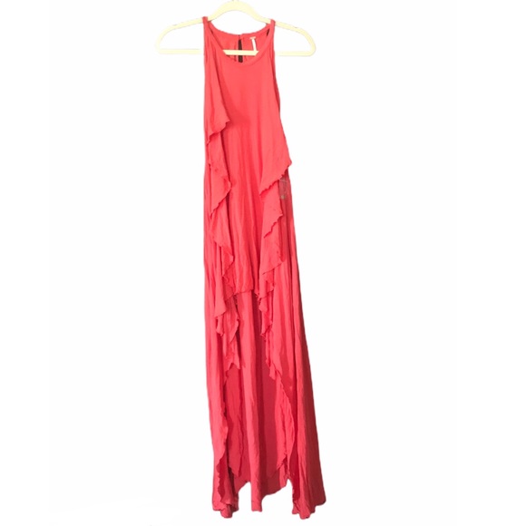 coral red gown